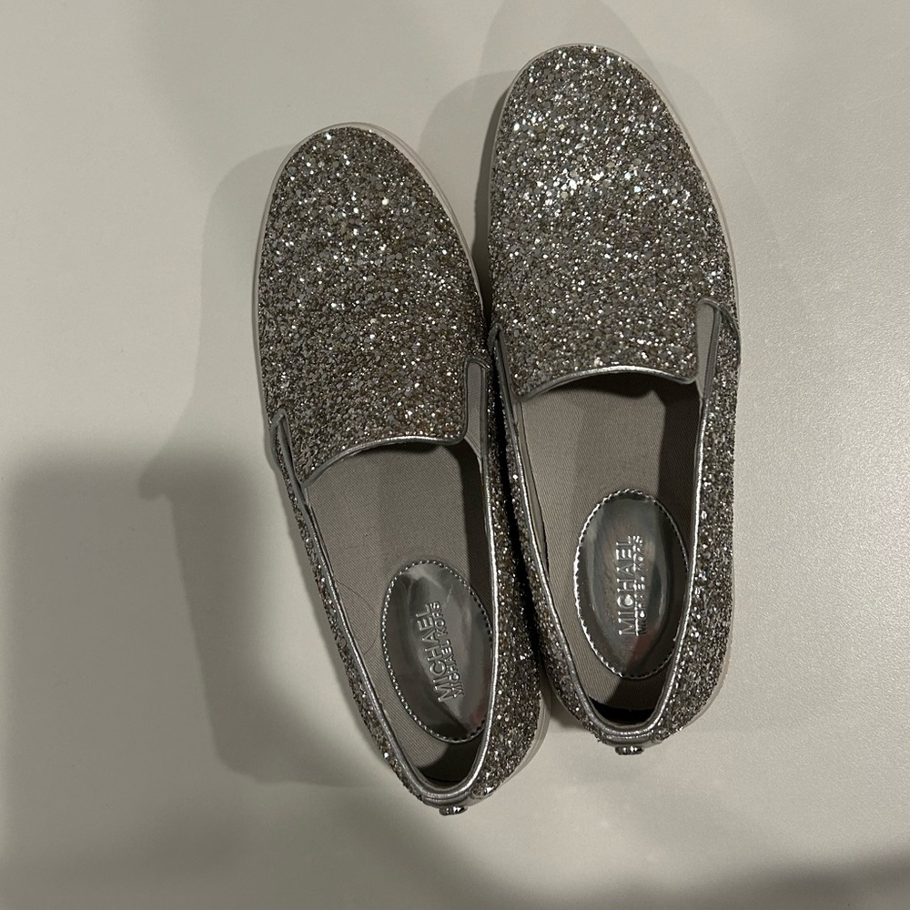 Michael Kors Silver Glitter Slip-On Sneakers - Picture 7 of 8